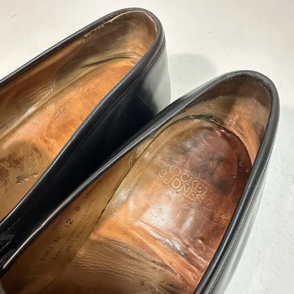 FULLY RESOLED Crockett & Jones Boston Black Calf Penny Loafer UK 12 G US 13 EE